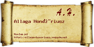 Allaga Honóriusz névjegykártya
